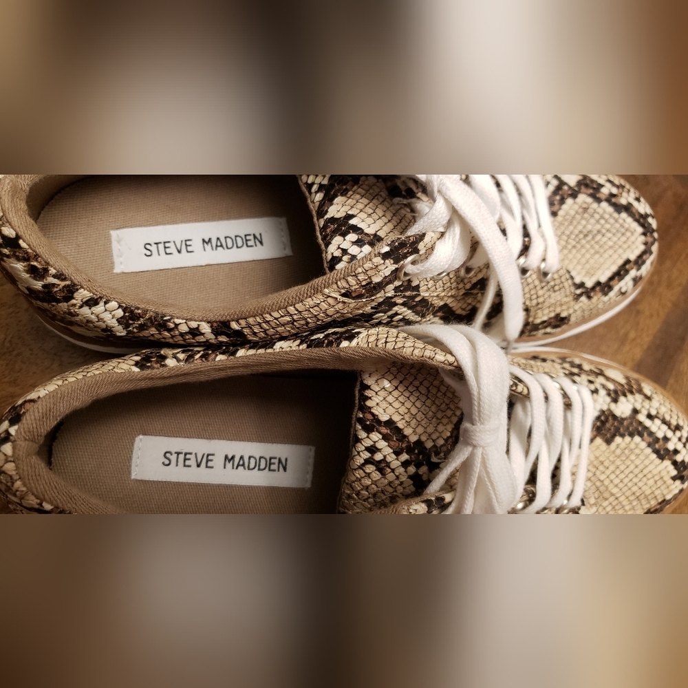 Steve Madden Snakeskin Printed Low-Top Sneakers Size 9.5 - Picture 13 of 15